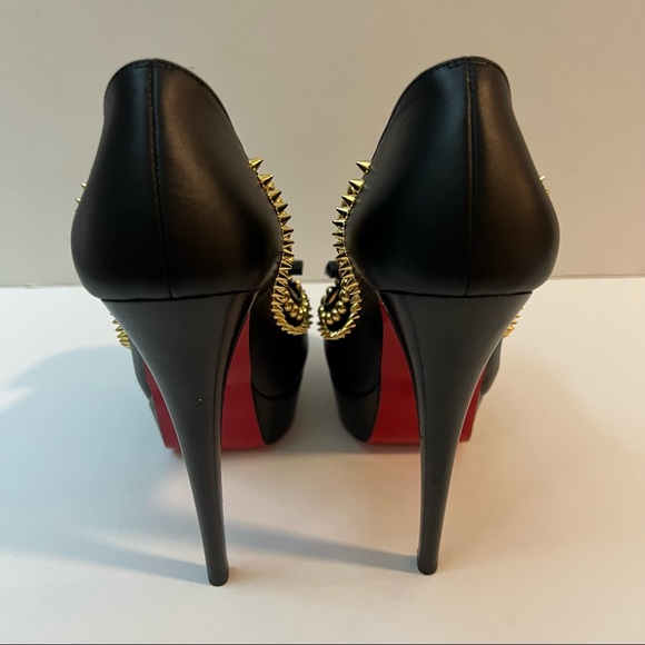 ‼️SOLD‼️ Christian Louboutin Lady Chichi Black leather studded platform peep toe - Picture 3 of 6